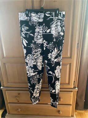 Black and White Floral Pants